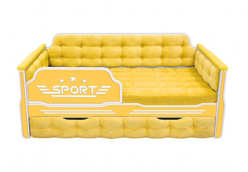 Кровать 170 серии Спорт 1 ящик 74 Жёлтый (мягкие боковые накладки) в Вьюнах - vyuny.mebel54.com | фото