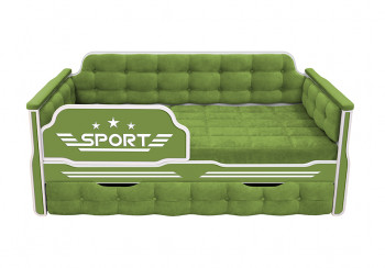 Кровать 170 серии Спорт 1 ящик 76 Зелёный (мягкие боковые накладки) в Вьюнах - vyuny.mebel54.com | фото