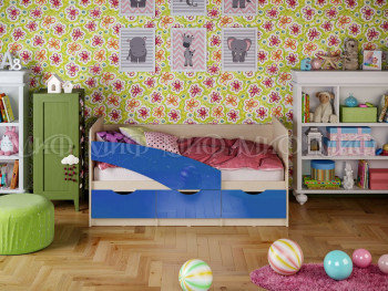 Кровать Бабочки 1,6м (Синий металлик) в Вьюнах - vyuny.mebel54.com | фото