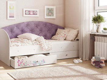 Кровать детская Эльза Белый/Фиолетовый в Вьюнах - vyuny.mebel54.com | фото