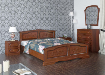 Кровать Елена из массива сосны 1600*2000 Орех в Вьюнах - vyuny.mebel54.com | фото