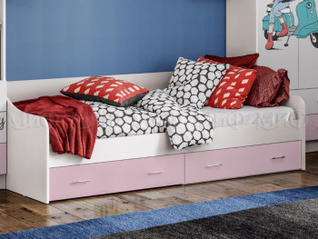 Кровать Fashion-1 Вега 0,9 м (Белый/Розовый) в Вьюнах - vyuny.mebel54.com | фото
