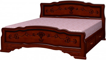 Кровать Карина-6 с ящиками из массива сосны 900*2000 Орех в Вьюнах - vyuny.mebel54.com | фото