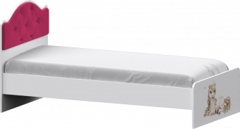 Кровать Каспер с мягкой спинкой и фотопечатью (800х1900)Белый/Ярко-розовый в Вьюнах - vyuny.mebel54.com | фото