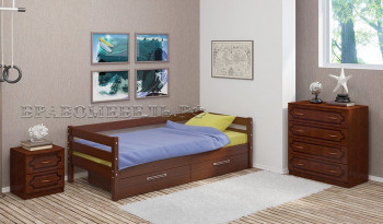 Кровать одинарная ГЛОРИЯ из массива сосны  900*2000 (Орех) в Вьюнах - vyuny.mebel54.com | фото