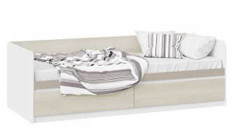 Кровать «Сканди» с 2 ящиками Дуб Гарден/Белый/Глиняный серый в Вьюнах - vyuny.mebel54.com | фото
