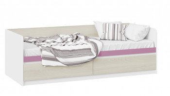 Кровать «Сканди» с 2 ящиками Дуб Гарден/Белый/Лиловый в Вьюнах - vyuny.mebel54.com | фото