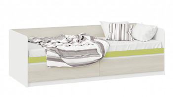 Кровать «Сканди» с 2 ящиками Дуб Гарден/Белый/Зеленый в Вьюнах - vyuny.mebel54.com | фото