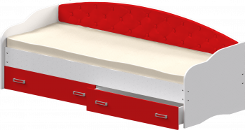 Кровать Софа-7 с мягкой спинкой (800х1900) Белый/Красный в Вьюнах - vyuny.mebel54.com | фото