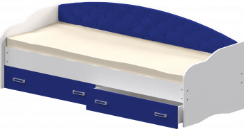 Кровать Софа-7 с мягкой спинкой (800х1900) Белый/Синий в Вьюнах - vyuny.mebel54.com | фото