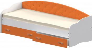 Кровать Софа-8 с мягкой спинкой (900х2000) Белый/Оранжевый в Вьюнах - vyuny.mebel54.com | фото
