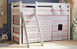 Кровать Соня вариант 6 полувысокая с наклонной лестницей Белый полупрозрачный в Вьюнах - vyuny.mebel54.com | фото