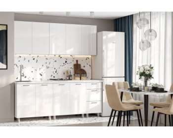Кухонный гарнитур Модерн New 2 м (Белый глянец Бруно) в Вьюнах - vyuny.mebel54.com | фото