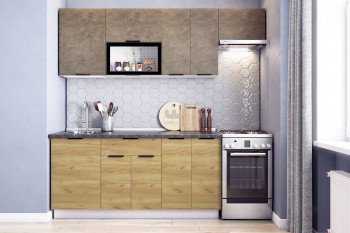 Кухонный гарнитур Стоун 2.2 (белый/камень темно-серый/акация светлая) в Вьюнах - vyuny.mebel54.com | фото