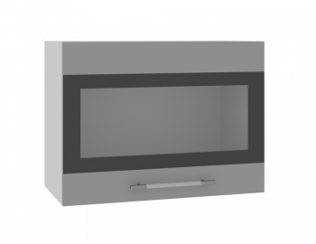 Норд ШВГС 600 Шкаф верхний горизонтальный со стеклом (Софт черный/корпус Белый) в Вьюнах - vyuny.mebel54.com | фото