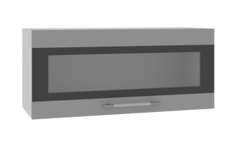 Норд ШВГС 800 Шкаф верхний горизонтальный со стеклом (Софт черный/корпус Белый) в Вьюнах - vyuny.mebel54.com | фото