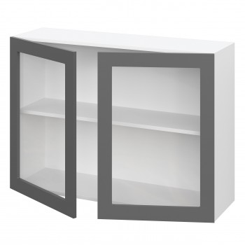 Норд ШВС 1000 Шкаф верхний со стеклом (Софт черный/корпус Белый) в Вьюнах - vyuny.mebel54.com | фото