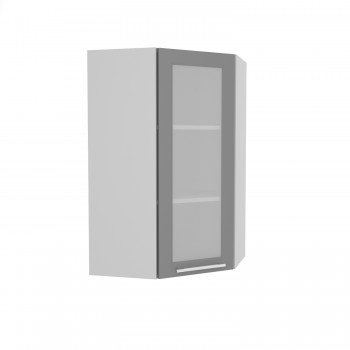 Норд ШВУС 600Н Шкаф верхний угловой (премьер) высокий (Софт черный/корпус Белый) в Вьюнах - vyuny.mebel54.com | фото