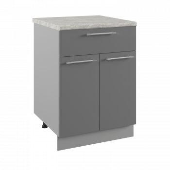 Ройс С1ЯШ 600 Шкаф нижний с ящиком (Графит софт/корпус Серый) в Вьюнах - vyuny.mebel54.com | фото