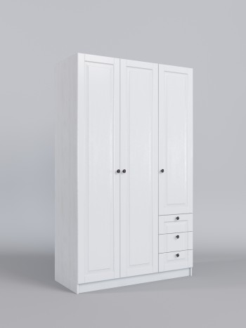 Шкаф 3-х створчатый с ящиками Классика (Белый/корпус Выбеленное дерево) в Вьюнах - vyuny.mebel54.com | фото