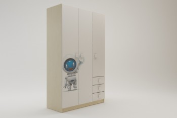Шкаф 3-х створчатый с ящиками Санни (Белый/корпус Клен) в Вьюнах - vyuny.mebel54.com | фото
