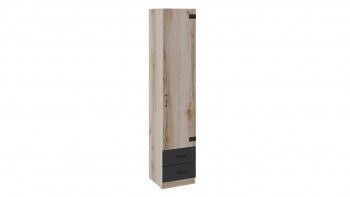 Шкаф для белья комбинированный «Окланд» (Фон Черный/Дуб Делано) в Вьюнах - vyuny.mebel54.com | фото