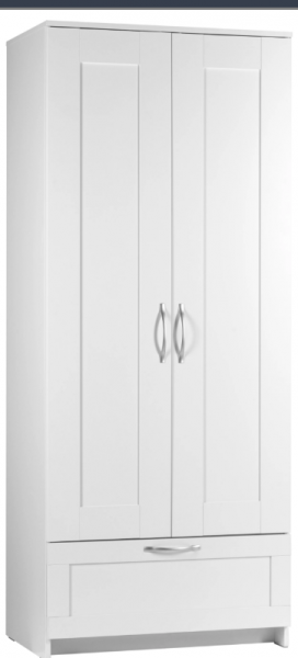 Шкаф двухдверный Сириус с 1 ящиком белый в Вьюнах - vyuny.mebel54.com | фото