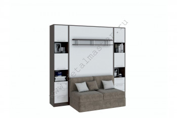 Шкаф-кровать с диваном БЕЛА с полкой ножкой в Вьюнах - vyuny.mebel54.com | фото