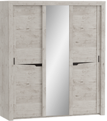 Шкаф трехдверный Соренто с раздвижными дверями Дуб бонифаций/Кофе структурный матовый в Вьюнах - vyuny.mebel54.com | фото