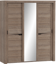 Шкаф трехдверный Соренто с раздвижными дверями Дуб стирлинг/Кофе структурный матовый в Вьюнах - vyuny.mebel54.com | фото